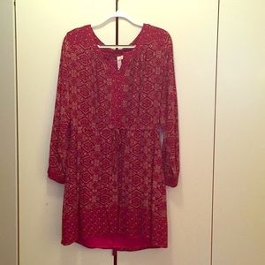 Red patterned Francesca’s dress